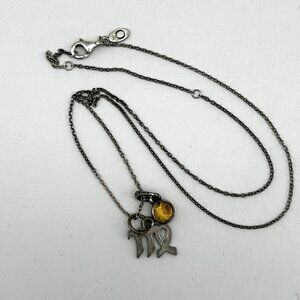 Pandora S925 ALE Virgo Pendant Necklace Citrine Crystal 18” Sterling Silver